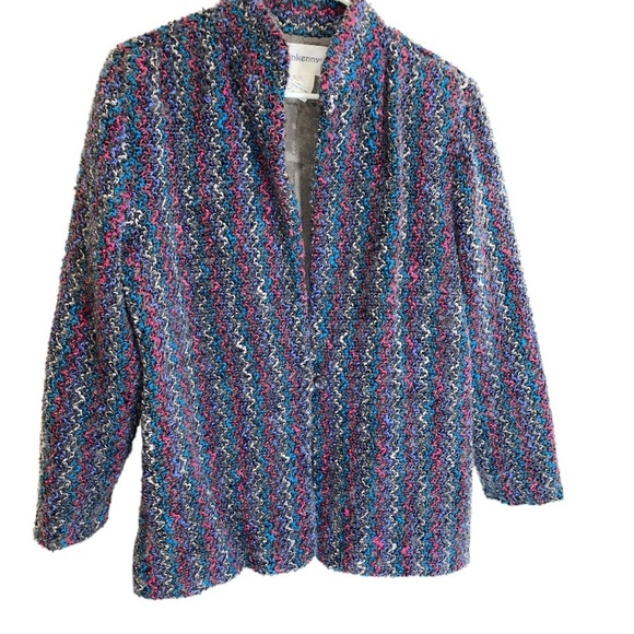 Vintage 90s lambs wool 3d chunky knit oversized multi one button blazer large 10 - Picture 1 of 2